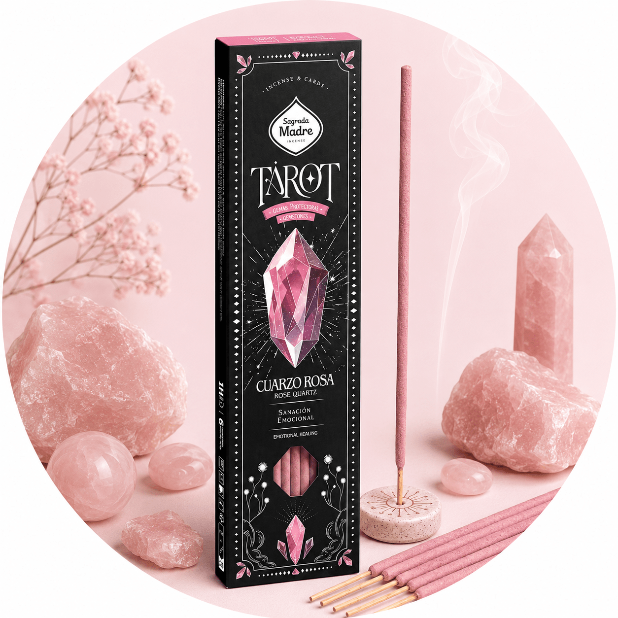 SAGRADA MADRE TAROT GEMAS - Quarzo rosa - Clorophilla Shop