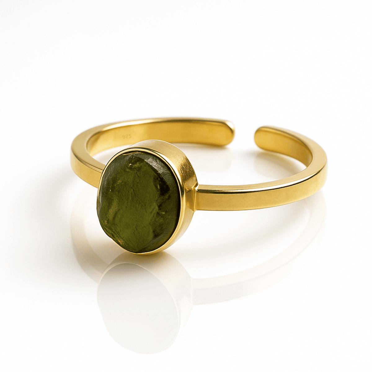 Samsara - Anello Moldavite in argento 925 naturale con garanzia, regolabile - Clorophilla Shop