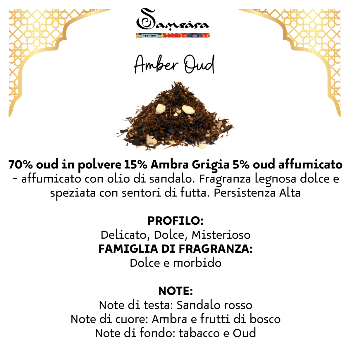 SAMSARA BAKHOOR - Legno di oud arabo | Amber oud - Clorophilla Shop