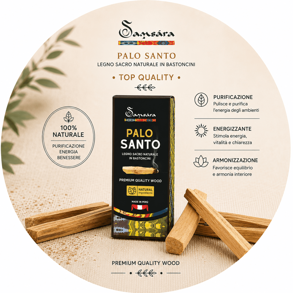 SAMSARA BASTONCINI DI PALO SANTO MADE IN PERÙ - Qualità AA+ - Clorophilla Shop