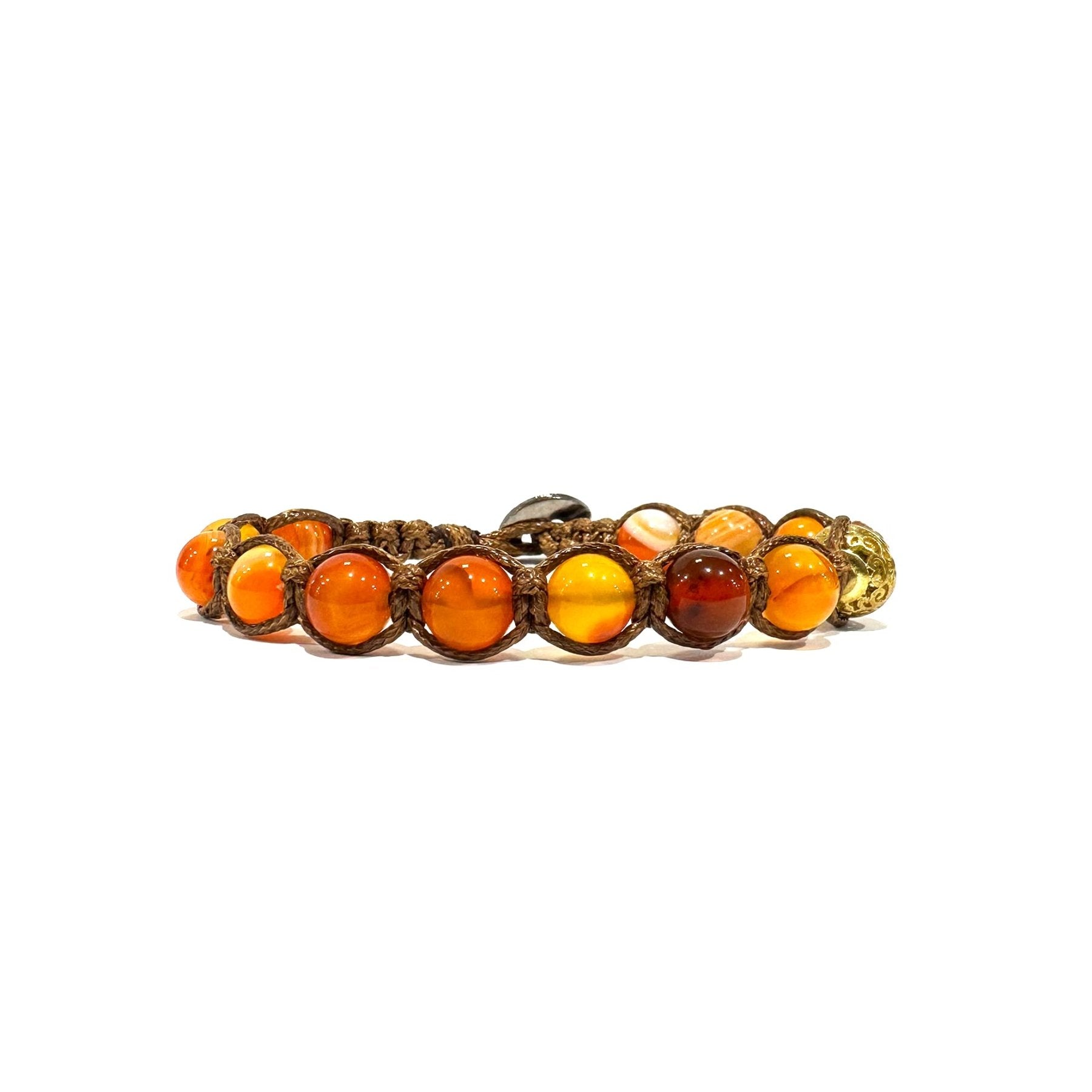 SAMSARA BRACCIALE TIBETANO IN AGATA ARANCIONE STRIATA - Vitalità, entusiasmo e slancio positivo - Clorophilla Shop