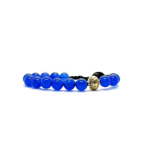 SAMSARA BRACCIALE TIBETANO IN AGATA BLU - Calma, comunicazione e armonia - Clorophilla Shop