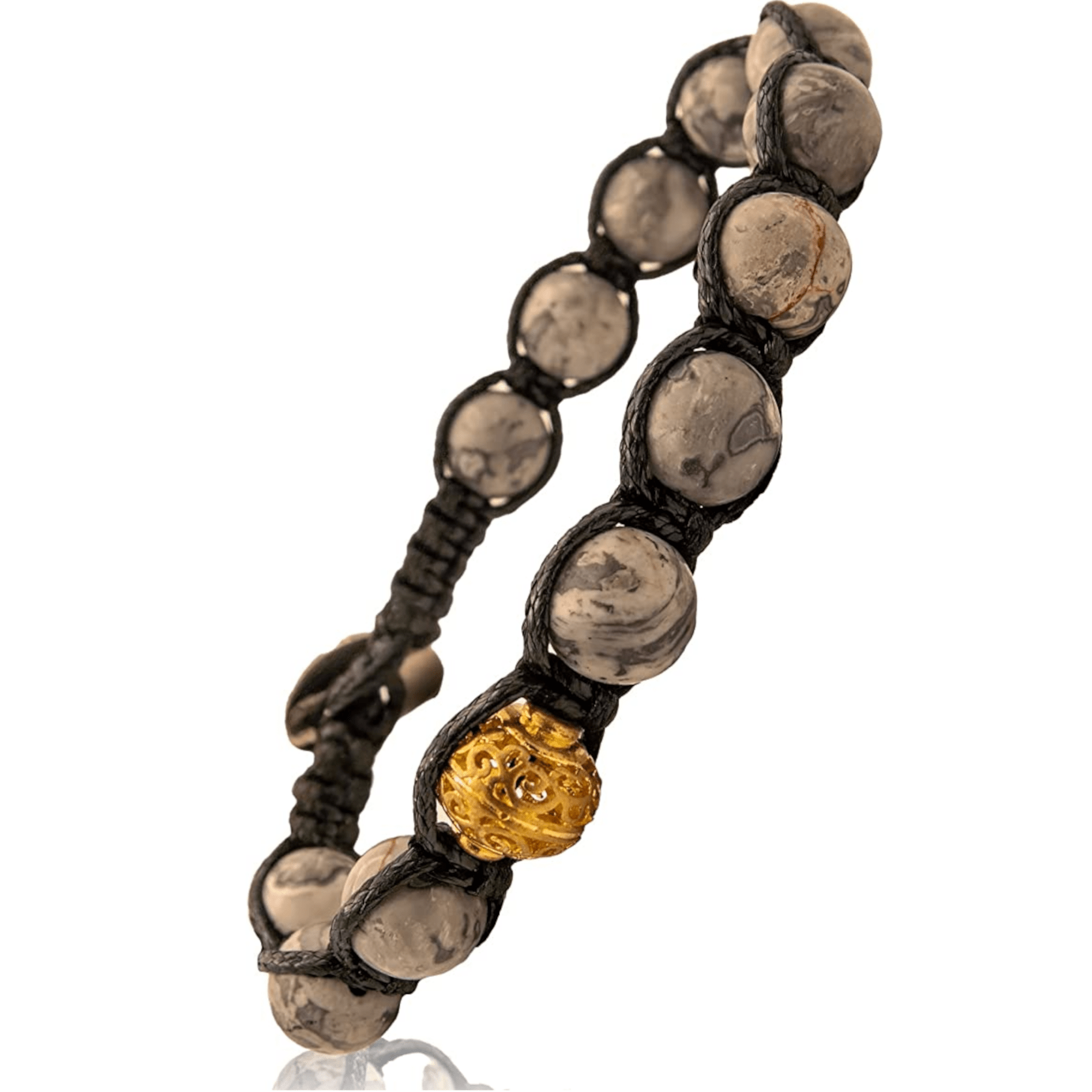 SAMSARA BRACCIALE TIBETANO IN AGATA FOSSILE - Equilibrio profondo, radici e forza interiore - Clorophilla Shop