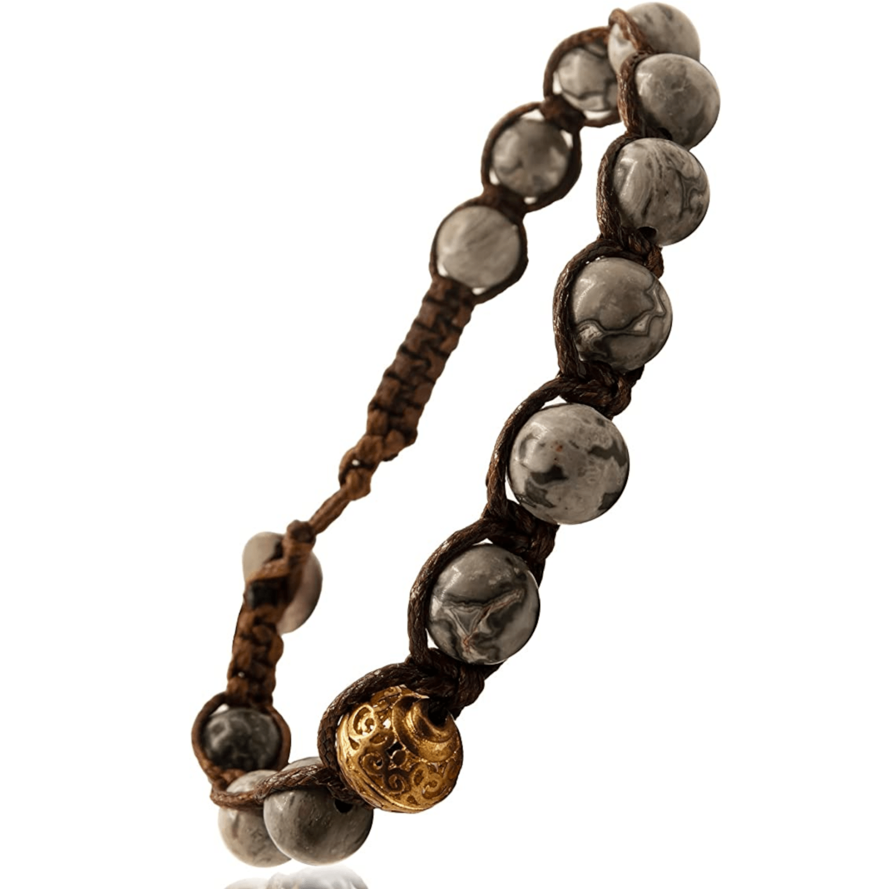 SAMSARA BRACCIALE TIBETANO IN AGATA FOSSILE - Equilibrio profondo, radici e forza interiore - Clorophilla Shop