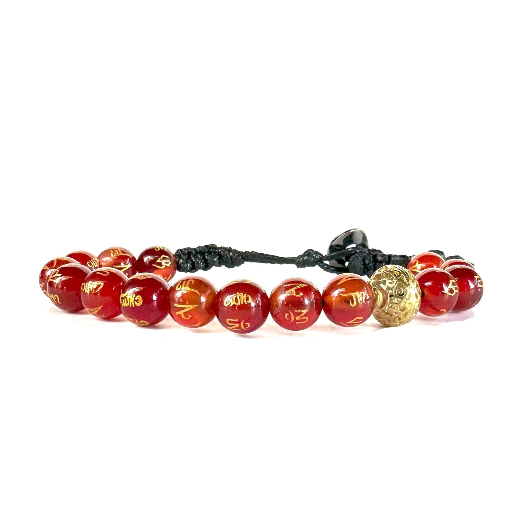 SAMSARA BRACCIALE TIBETANO IN AGATA ROSSA E MANTRA - Vitalità, forza e determinazione - Clorophilla Shop