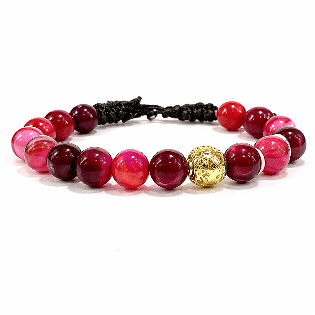 SAMSARA BRACCIALE TIBETANO IN AGATA ROSSA STRIATA - Energia, radicamento e determinazione - Clorophilla Shop