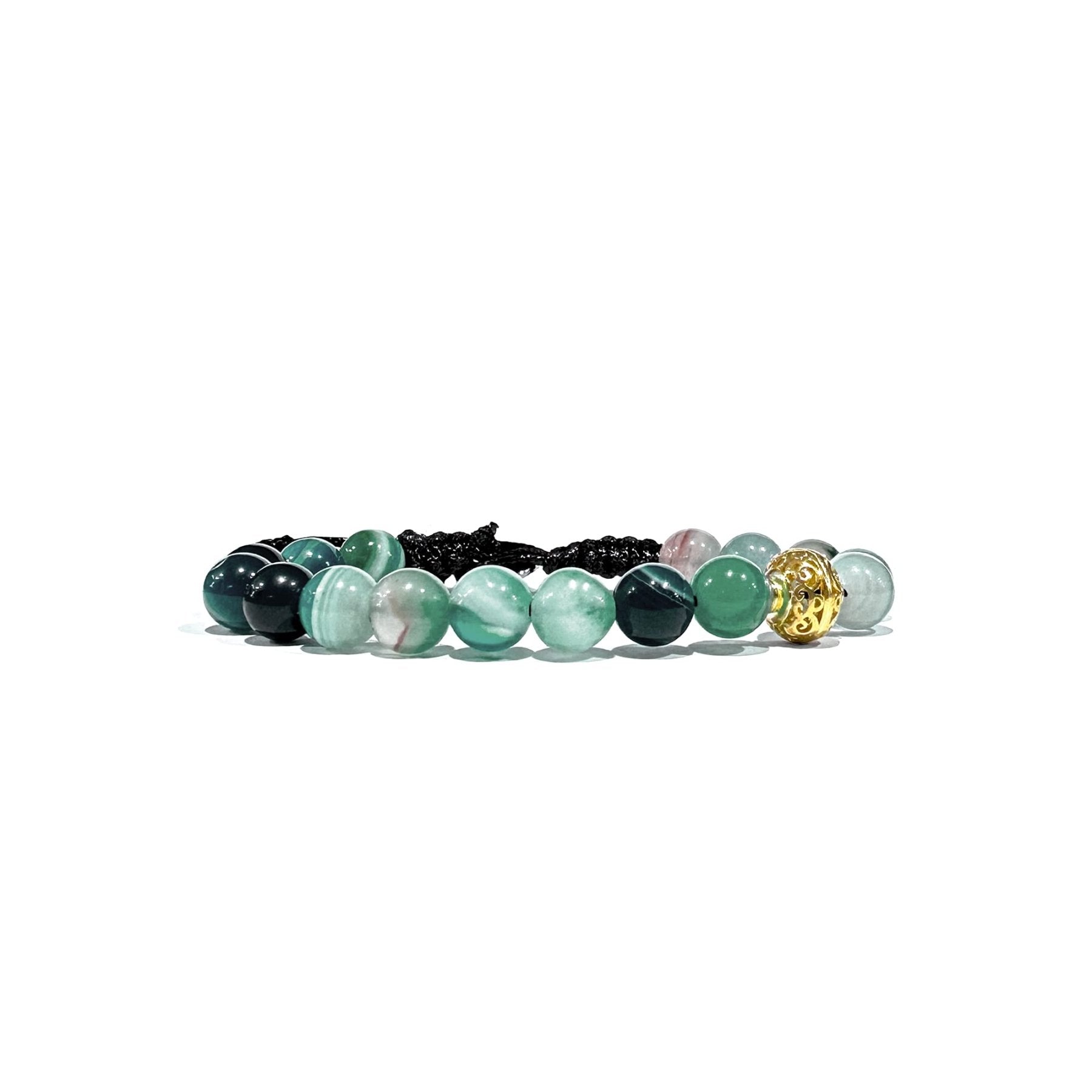 SAMSARA BRACCIALE TIBETANO IN AGATA VERDE STRIATA - Equilibrio, crescita e armonia - Clorophilla Shop