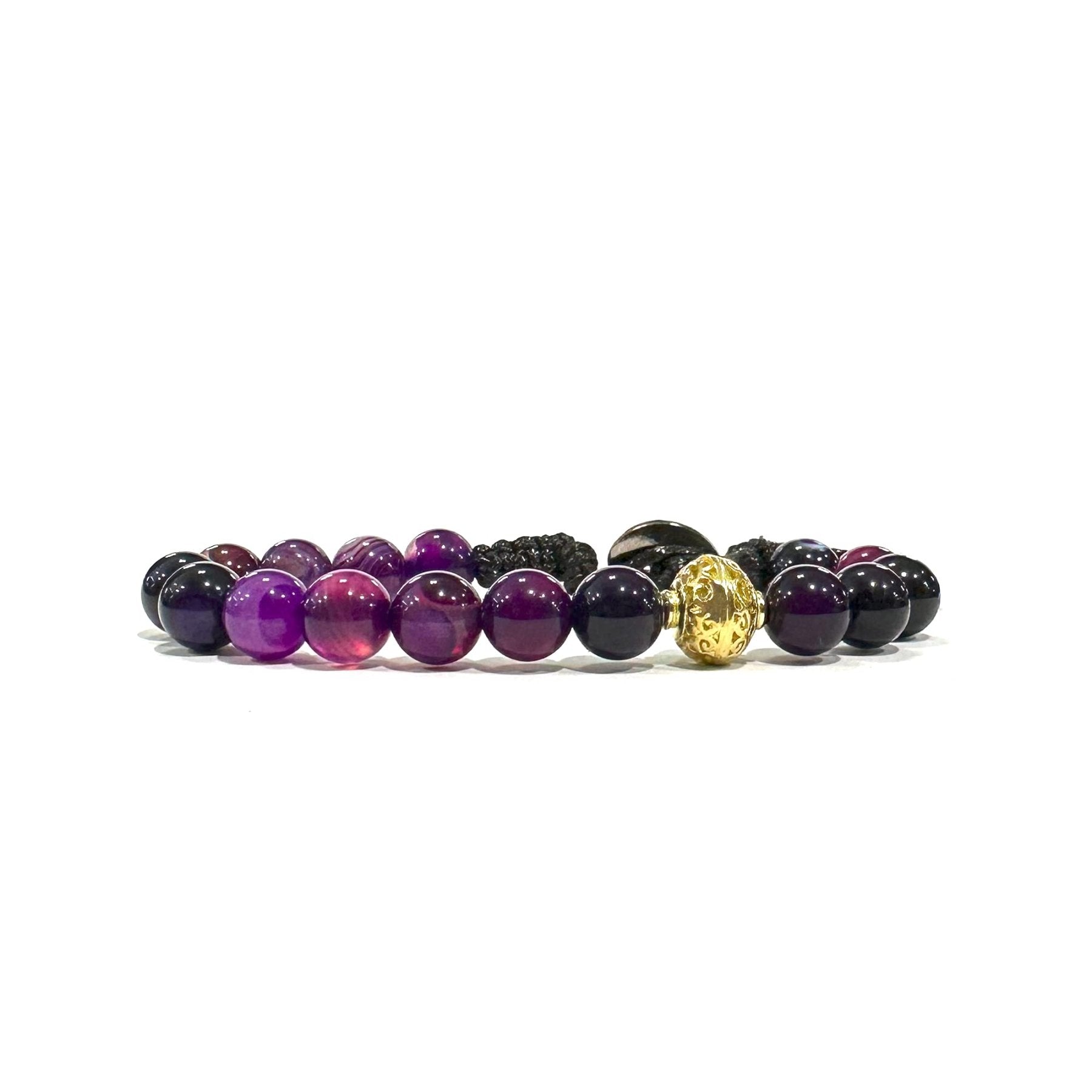 SAMSARA BRACCIALE TIBETANO IN AGATA VIOLA STRIATA - Intuizione, trasformazione e armonia - Clorophilla Shop