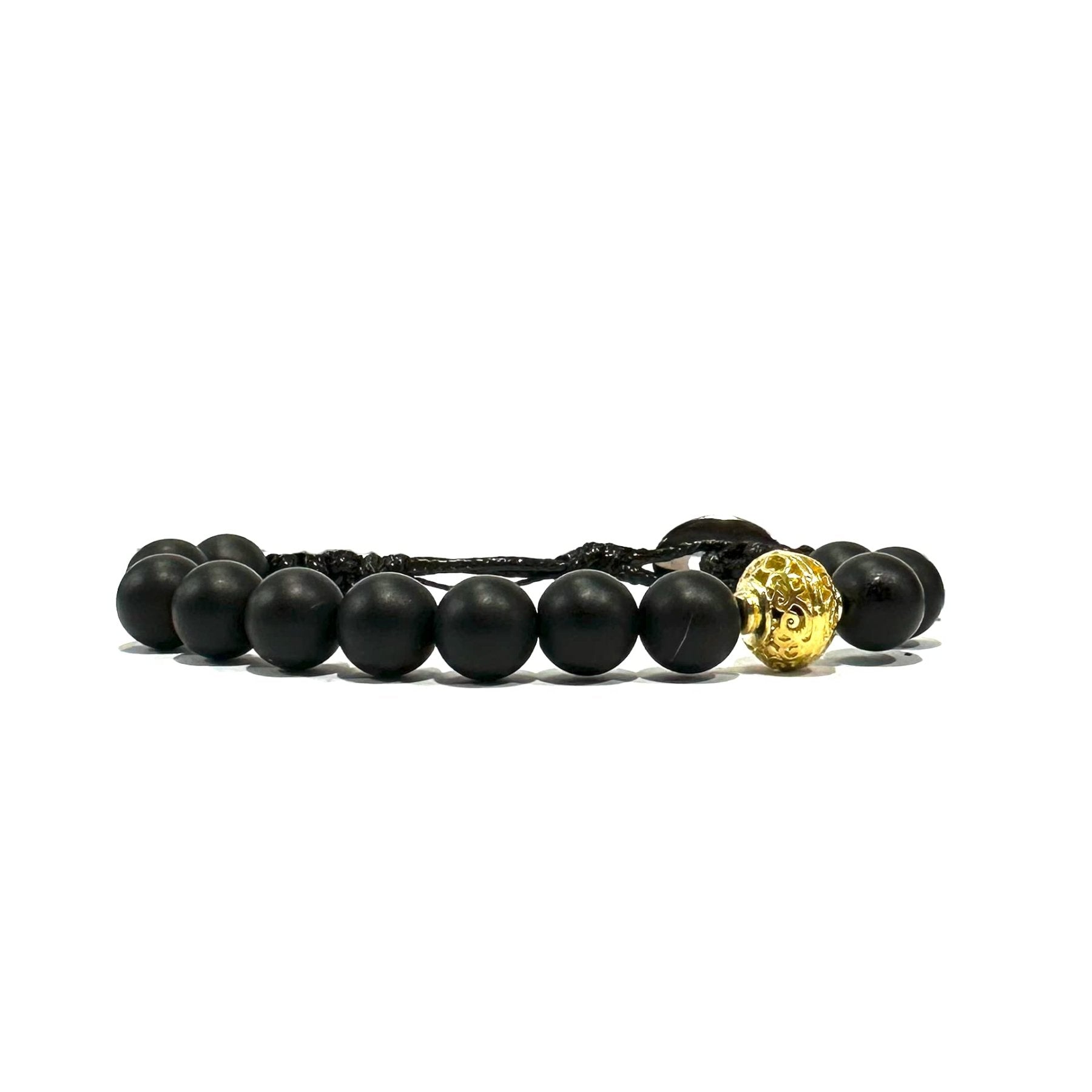 SAMSARA BRACCIALE TIBETANO IN ONICE NERO OPACO - Protezione, forza e intenzione - Clorophilla Shop