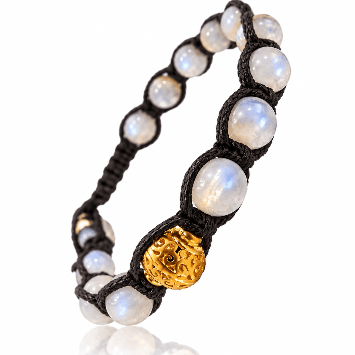 SAMSARA BRACCIALE TIBETANO IN PIETRA DI LUNA - Intuizione, Equilibrio e Armonia - Clorophilla Shop