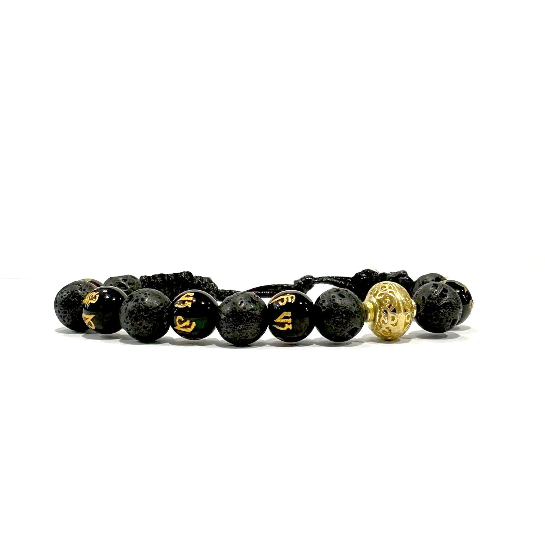 SAMSARA BRACCIALE TIBETANO IN PIETRA LAVICA E MANTRA - Radicamento, forza e intenzione - Clorophilla Shop