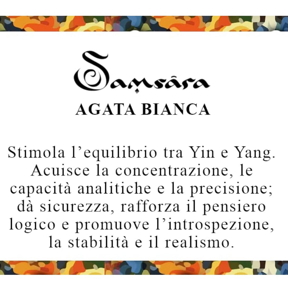 Samsara Cavigliera tibetana Shamballa con pietre - AGATA BIANCA FUME' FILO BLU - Clorophilla Shop