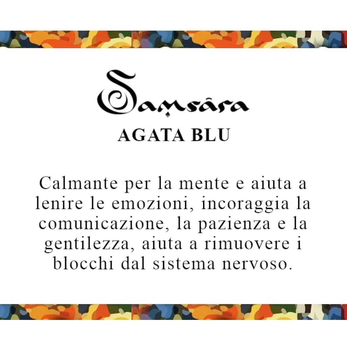 Samsara Cavigliera tibetana Shamballa con pietre - AGATA BLU FILO BIANCO - Clorophilla Shop