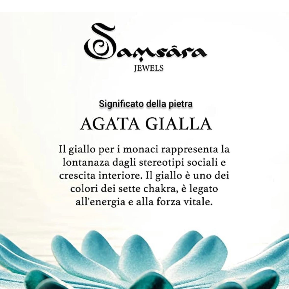 Samsara Cavigliera tibetana Shamballa con pietre - AGATA GIALLA FILO BIANCO - Clorophilla Shop