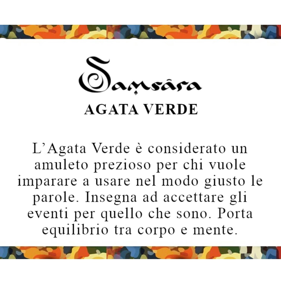 Samsara Cavigliera tibetana Shamballa con pietre - AGATA VERDE STRIATA FILO MARRONE - Clorophilla Shop