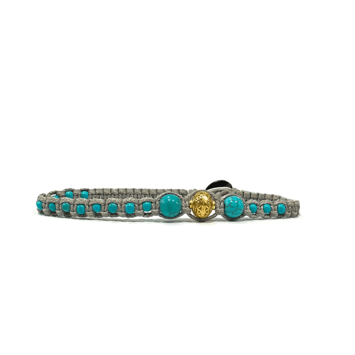 Samsara Cavigliera tibetana Shamballa con pietre - TURCHESE CELESTE FILO GRIGIO - Clorophilla Shop