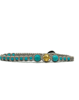 Samsara Cavigliera tibetana Shamballa con pietre - TURCHESE CELESTE FILO GRIGIO - Clorophilla Shop