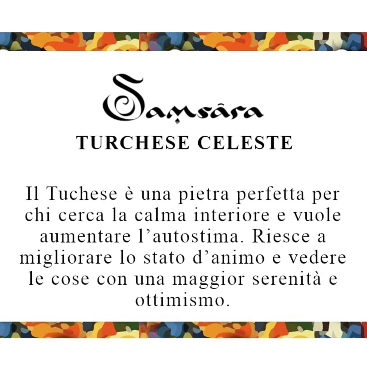 Samsara Cavigliera tibetana Shamballa con pietre - TURCHESE CELESTE FILO MARRONE - Clorophilla Shop