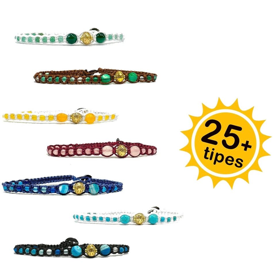 Samsara Cavigliera tibetana Shamballa - TURCHESE AFRICANO FILO MARRONE - Clorophilla Shop