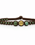 Samsara Cavigliera tibetana Shamballa - TURCHESE AFRICANO FILO MARRONE - Clorophilla Shop