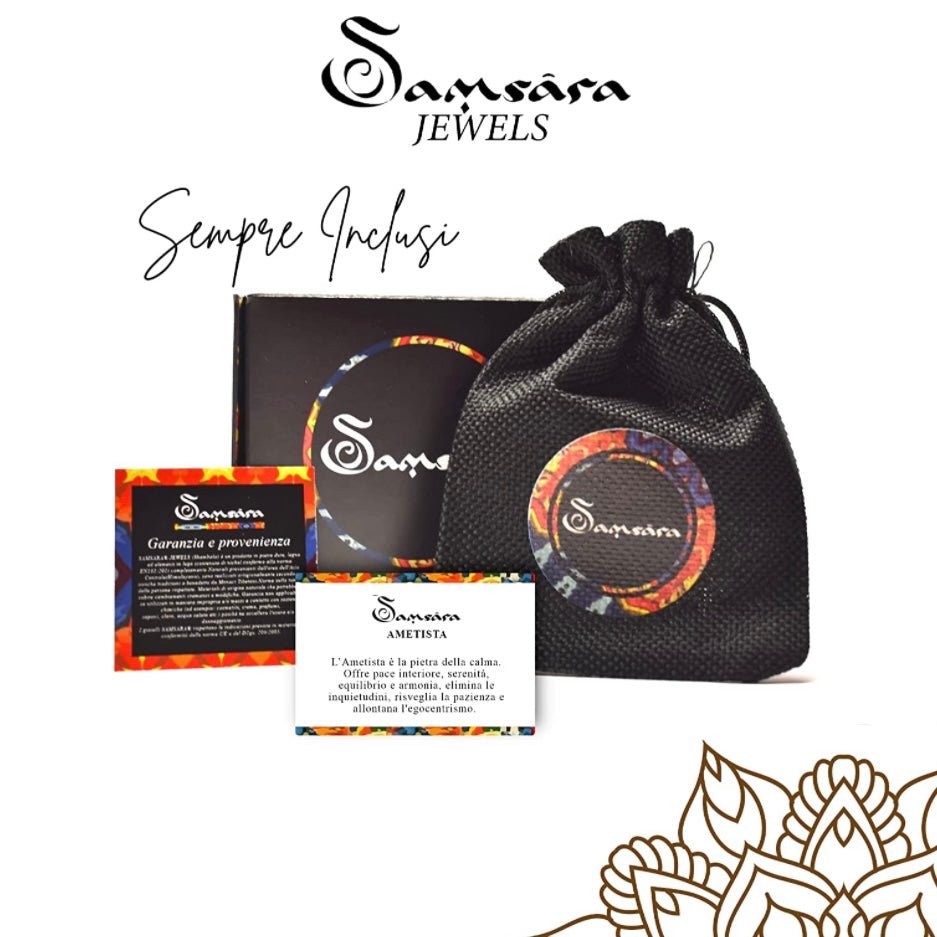 Samsara Cavigliera tibetana Shamballa - TURCHESE AFRICANO FILO MARRONE - Clorophilla Shop