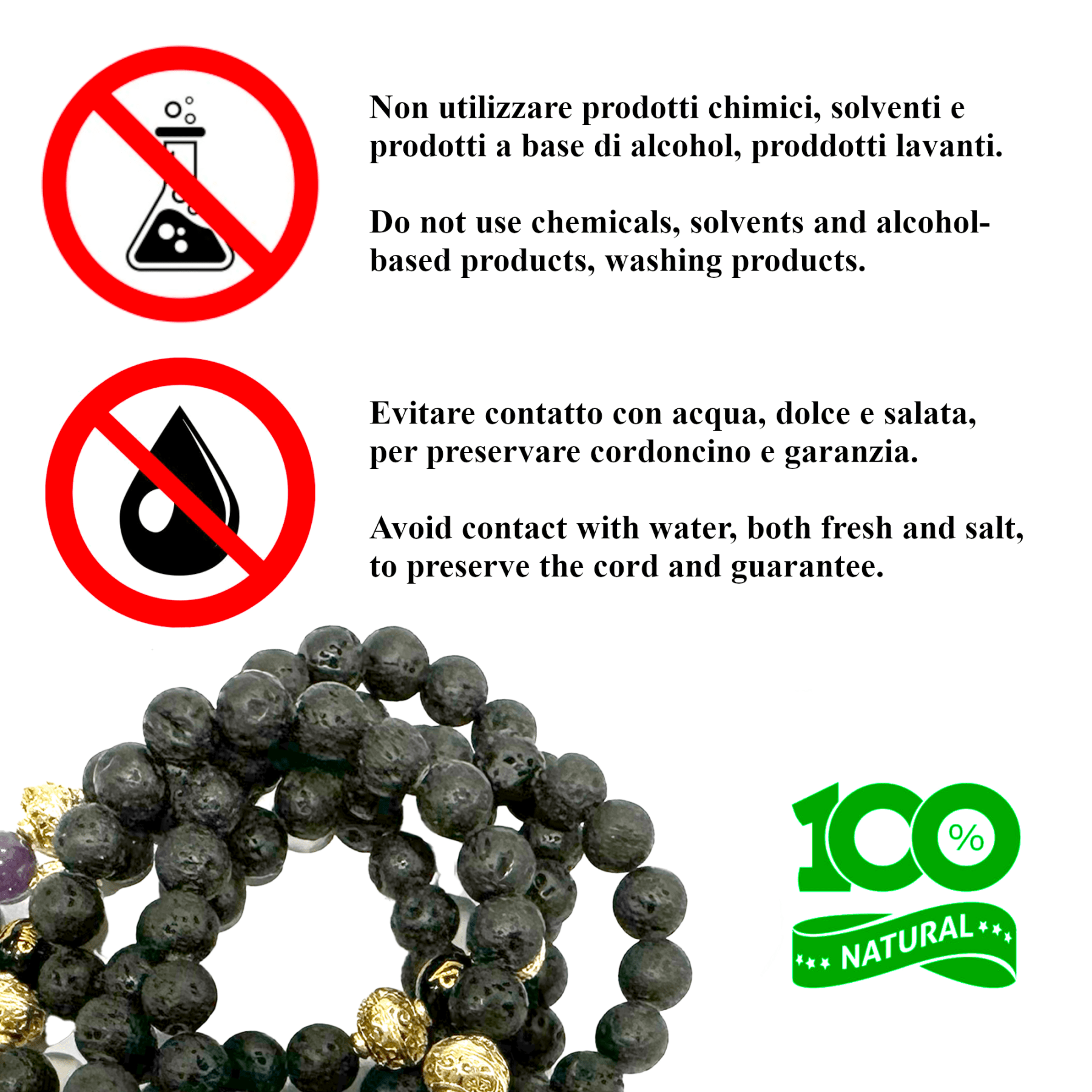 Samsara collana tibetana 7 CHAKRA con 7 pietre diverse e Lava Nera - mala tibetano con 108 grani - Rosario Buddista Religioso - Clorophilla Shop