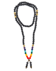 Samsara collana tibetana 7 CHAKRA con 7 pietre diverse e Lava Nera - mala tibetano con 108 grani - Rosario Buddista Religioso - Clorophilla Shop