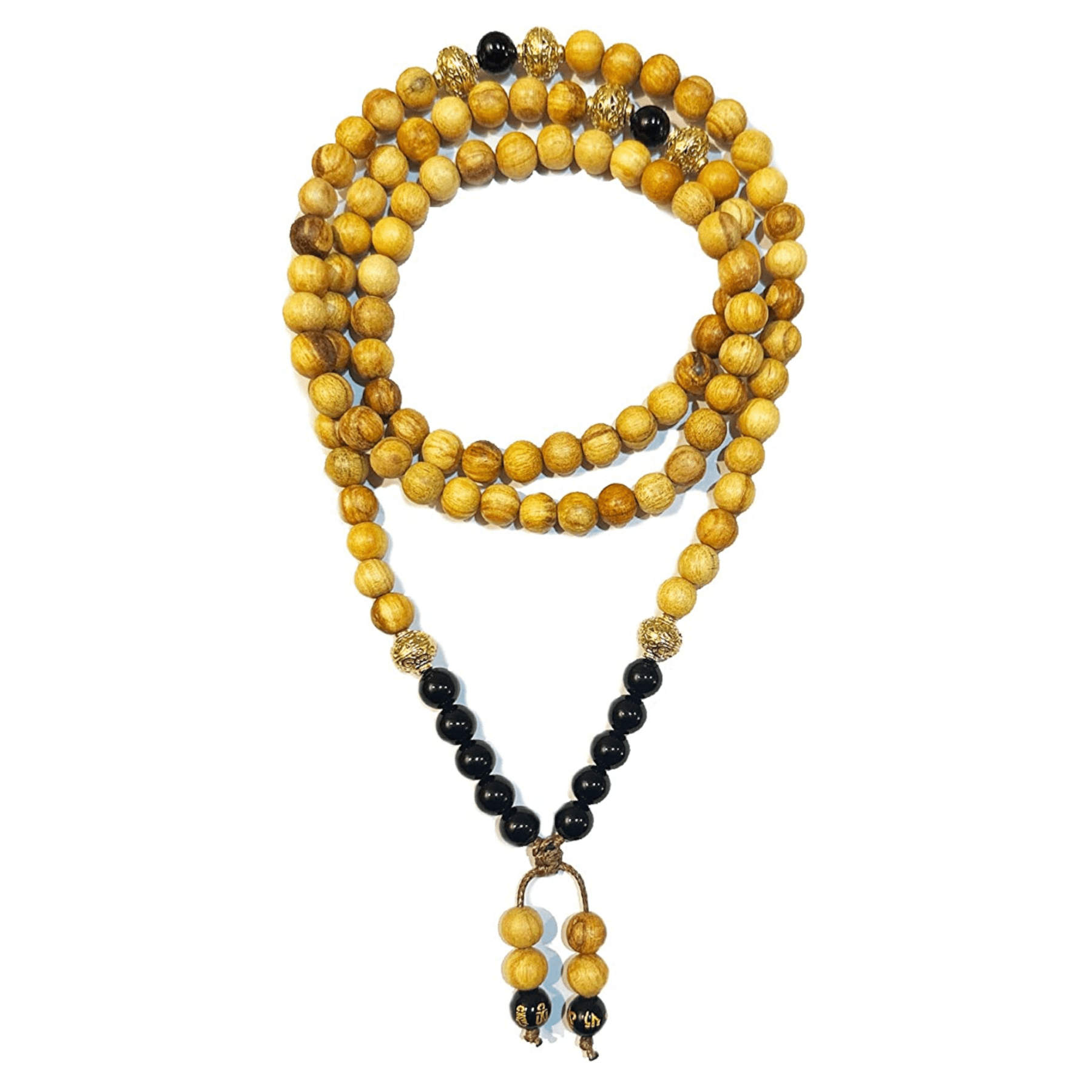 Samsara Collana Tibetana con Palo Santo e Onice Nero - Mala Tibetano con 108 Grani - Clorophilla Shop