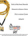 Samsara Collana Tibetana con Palo Santo e Onice Nero - Mala Tibetano con 108 Grani - Clorophilla Shop
