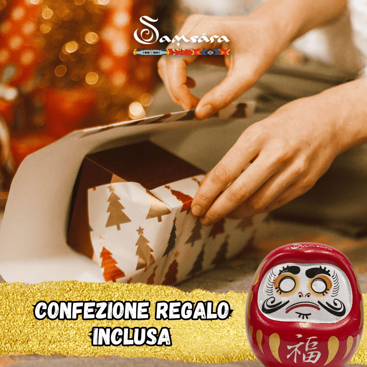 SAMSARA - DARUMA Bambolina Amuleto Portafortuna Giapponese Originale in Porcellana - ROSSO - Clorophilla Shop