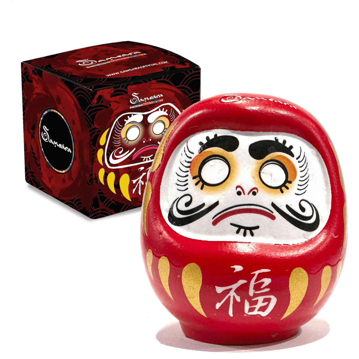 SAMSARA - DARUMA Bambolina Amuleto Portafortuna Giapponese Originale in Porcellana - ROSSO - Clorophilla Shop