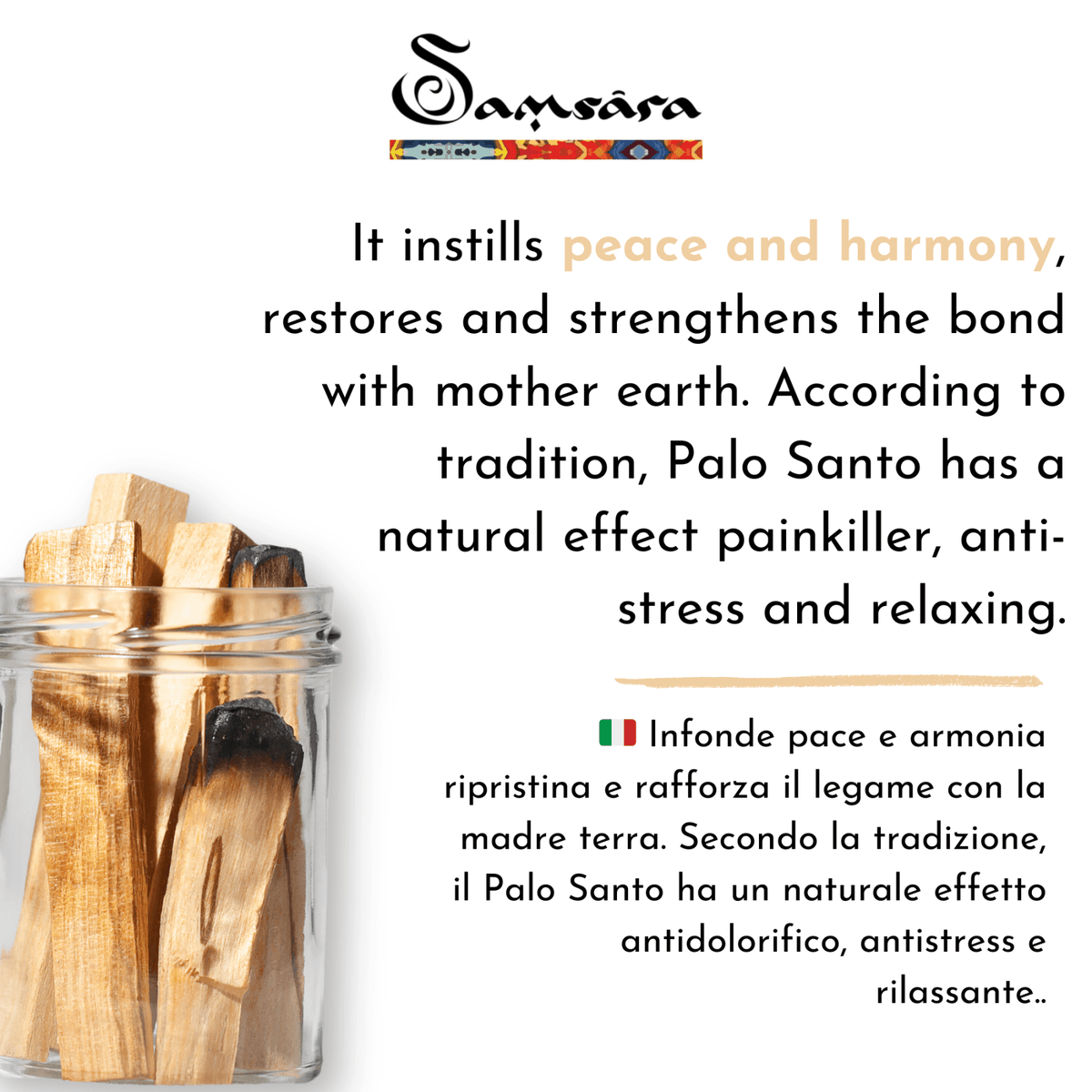 SAMSARA - Incenso in Polvere Naturale 100% - PALO SANTO - Clorophilla Shop
