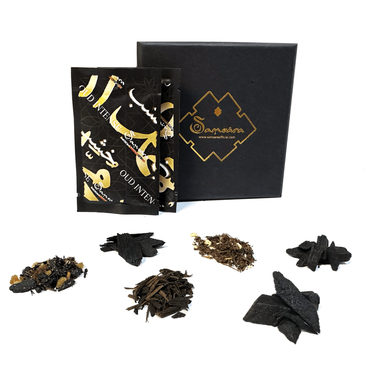 SAMSARA - KIT Bakhoor ULTRA DURATA - Profumo Arabo Legno di OUD- Per Capelli, Corpo e Indumenti | Made in DUBAI - 6 Mini Size - Clorophilla Shop