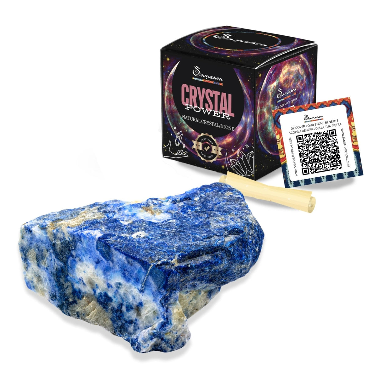 SAMSARA - LAPISLAZZULI Pietra Grezza Naturale con Confezione Regalo e Foglietto Informativo - Clorophilla Shop