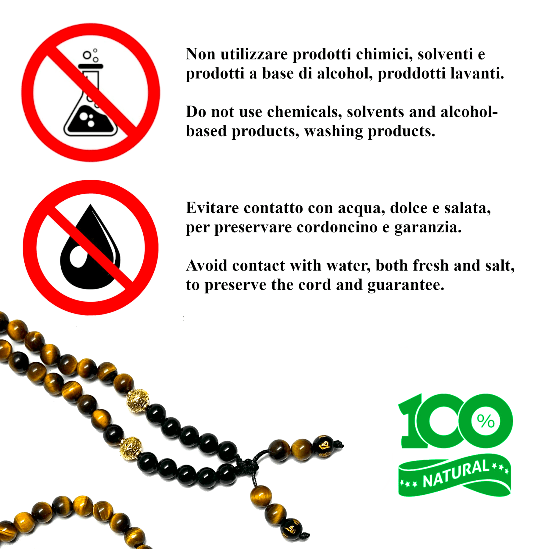 SAMSARA MALA IN OCCHIO DI TIGRE E ONICE NERO - Protezione, sicurezza e forza interiore - Clorophilla Shop