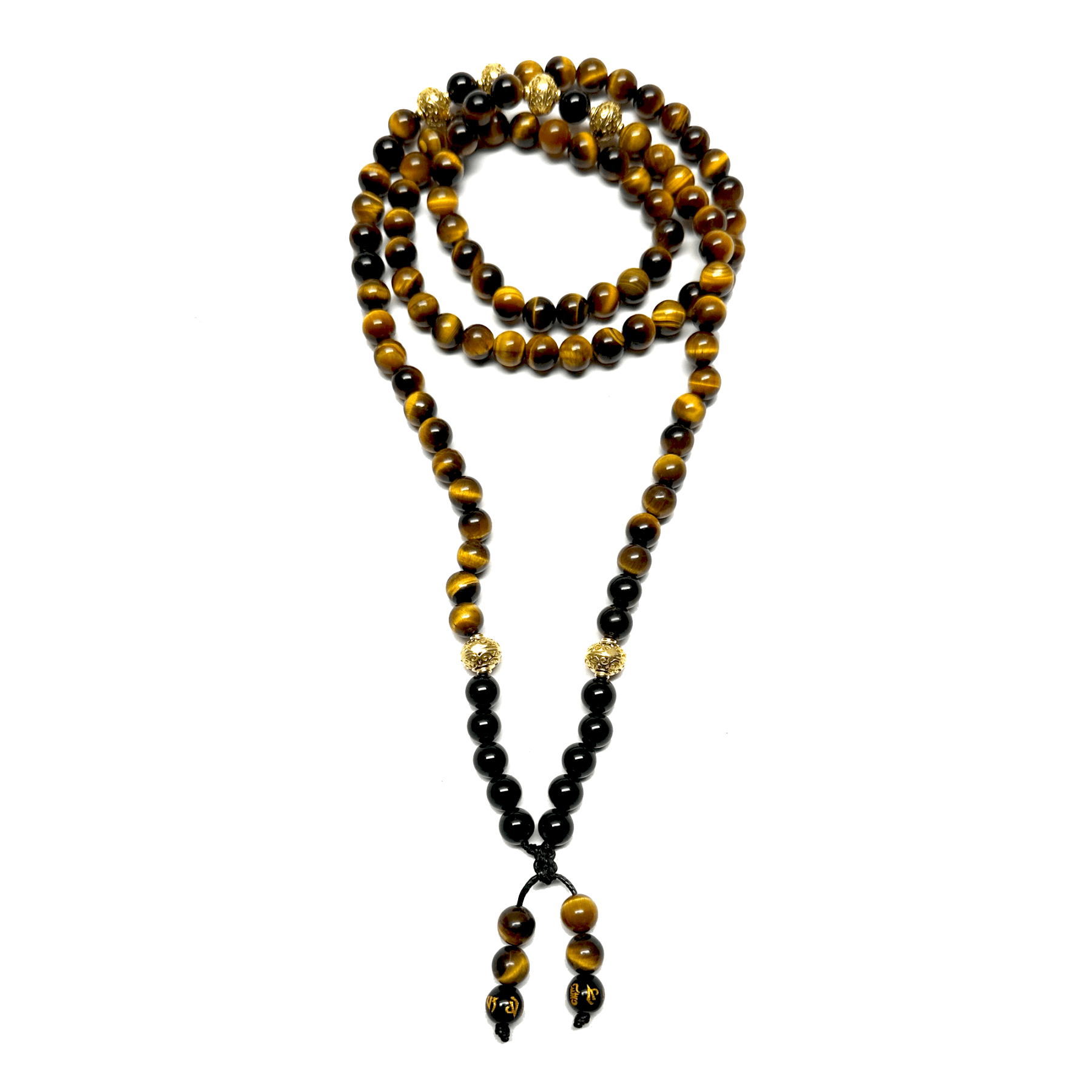 SAMSARA MALA IN OCCHIO DI TIGRE E ONICE NERO - Protezione, sicurezza e forza interiore - Clorophilla Shop