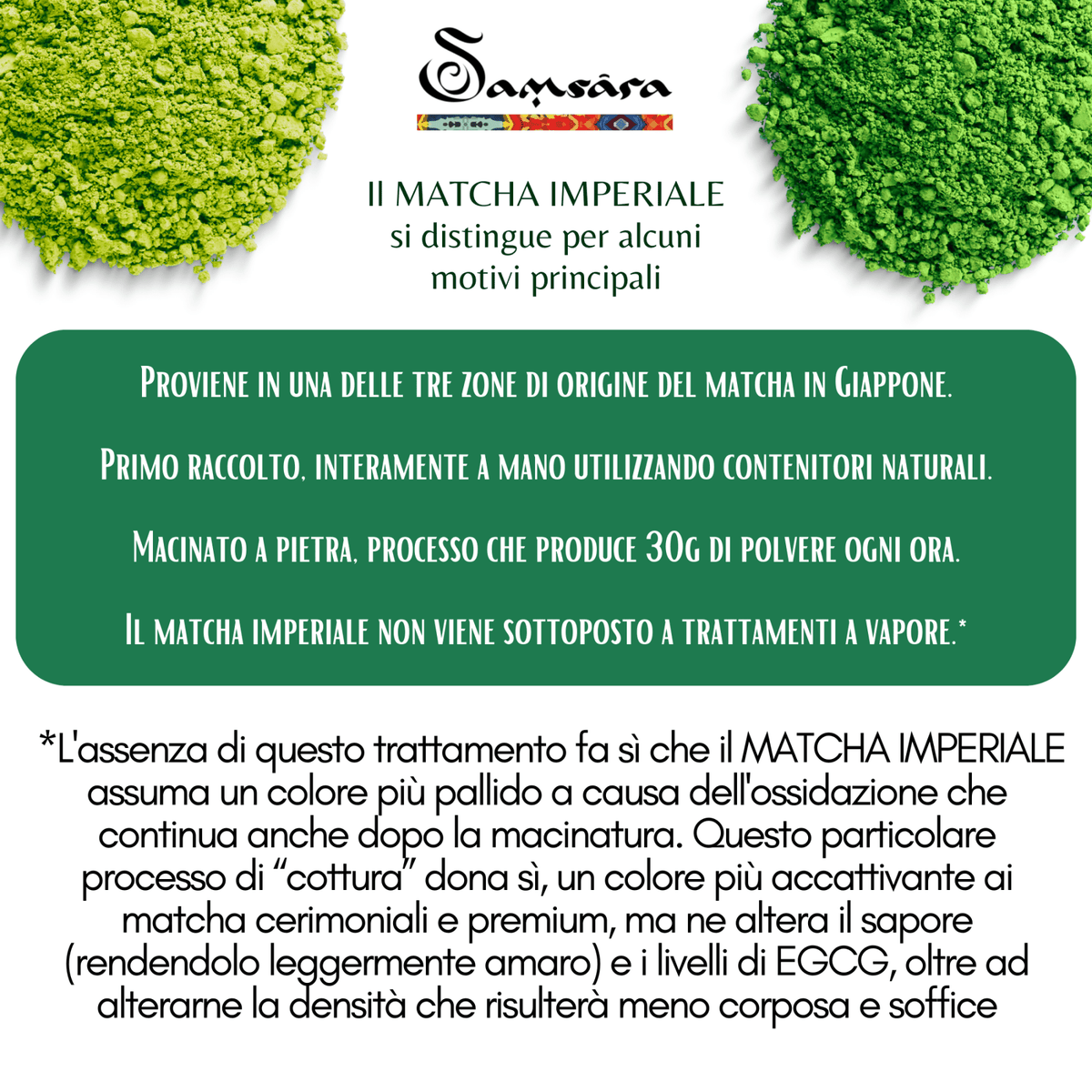 SAMSARA - Matcha Cerimoniale Grado Imperiale, YAME Fukuoka. Raccolta manuale, macinatura pietra, no vapore, EGCG testato, e-guida, 25g - Clorophilla Shop