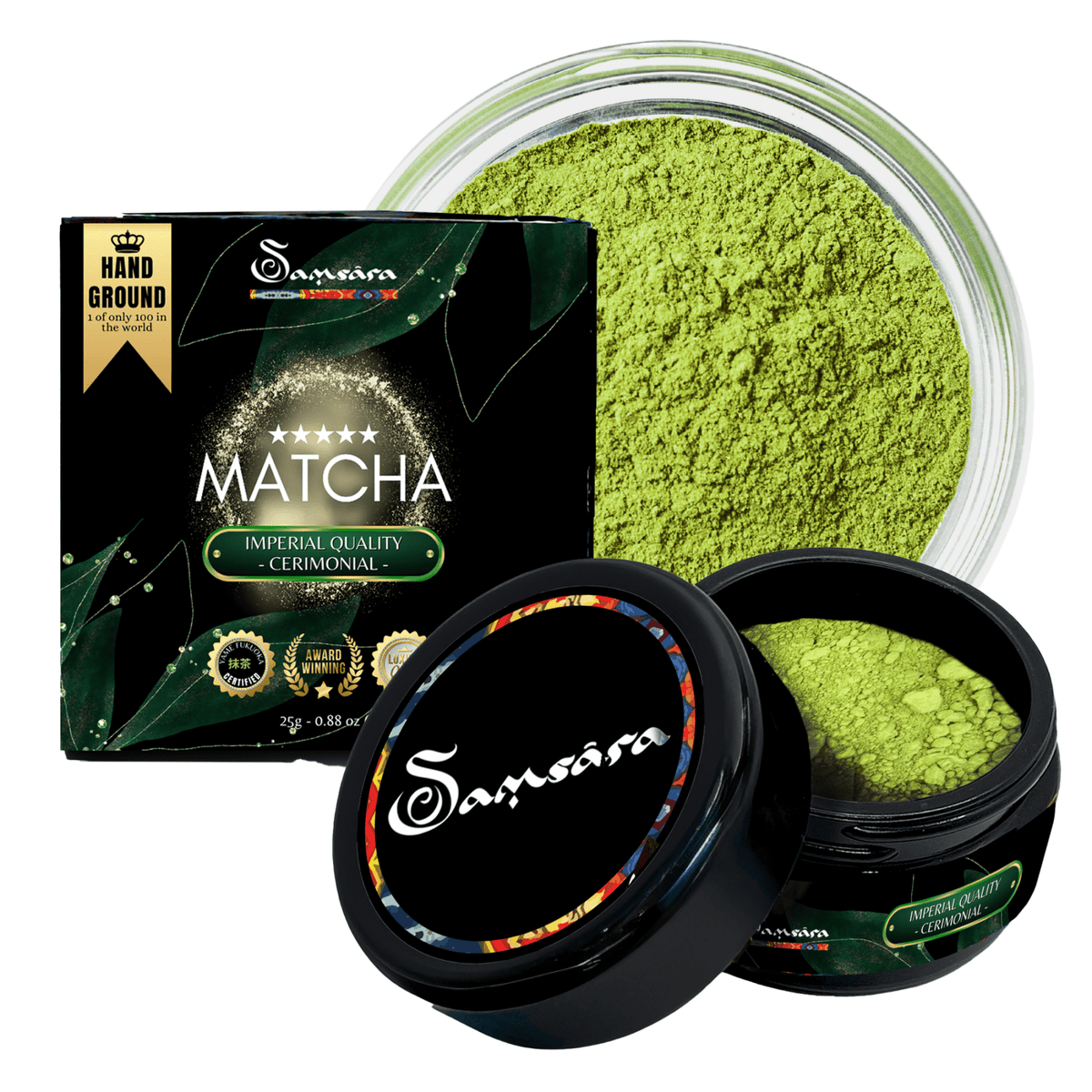 SAMSARA - Matcha Cerimoniale Grado Imperiale, YAME Fukuoka. Raccolta manuale, macinatura pietra, no vapore, EGCG testato, e-guida, 25g - Clorophilla Shop