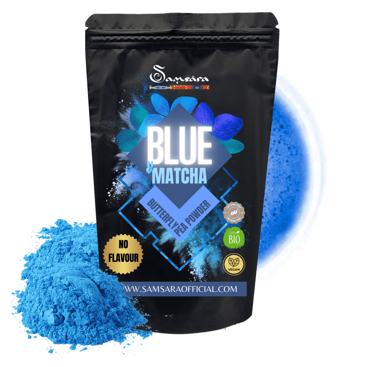 SAMSARA Tè Matcha BLU - SAPORE NATURALE| Fiori di Piselli blu Farfalla 100% Bio | Contro Ansia e Stress, Antiossidante Naturale, Made in Thailandia - Clorophilla Shop
