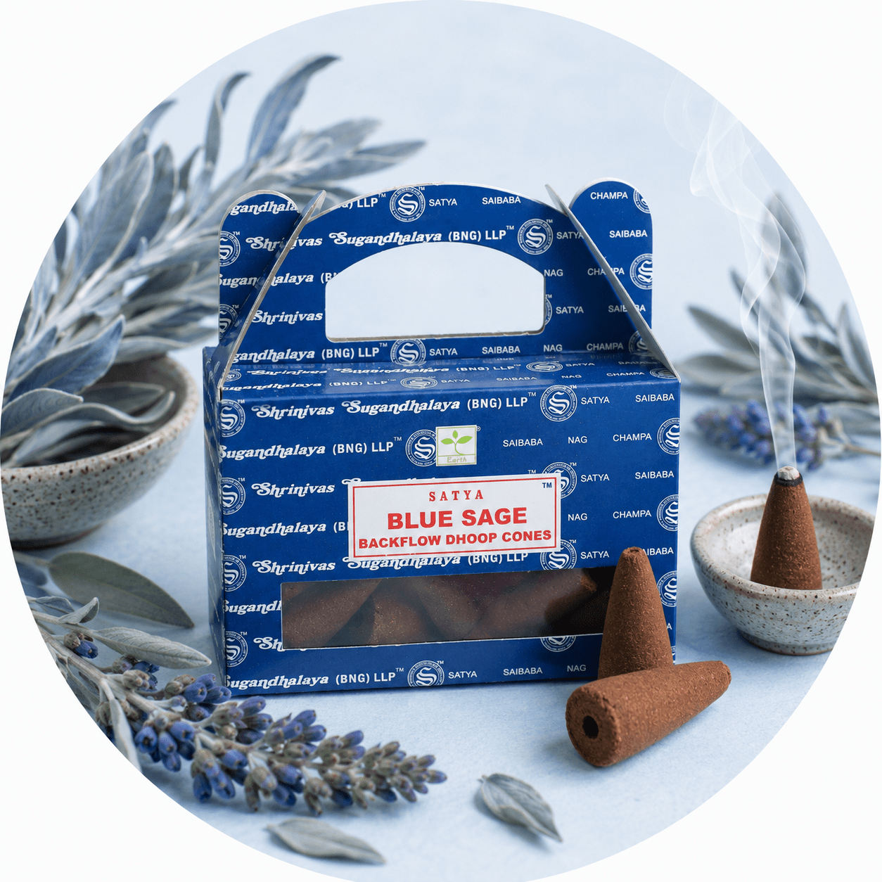 SATYA CONI DI INCENSO A CASCATA - Blue Sage (Salvia blu) - Clorophilla Shop