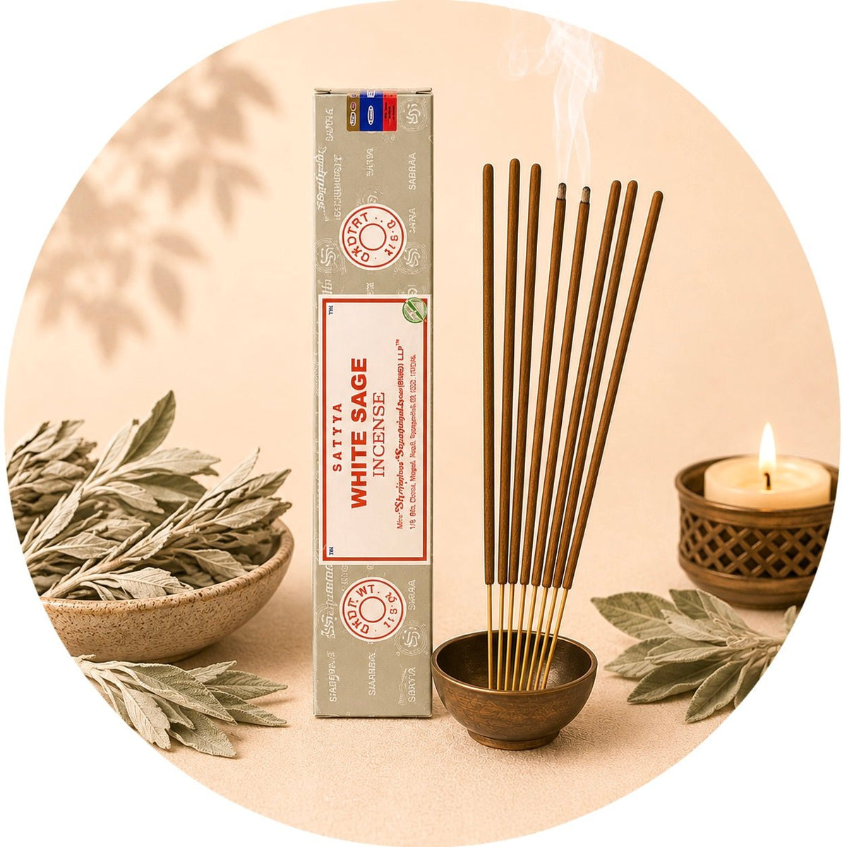 SATYA INCENSO IN BASTONCINI - White Sage (Salvia Bianca) - Clorophilla Shop
