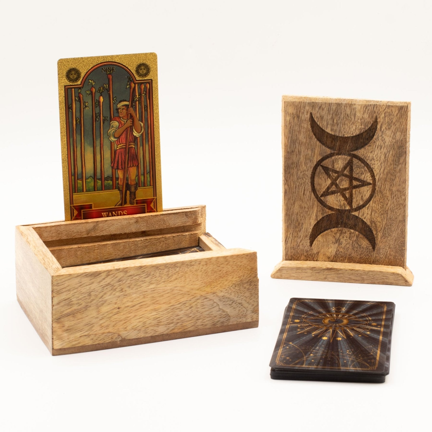 SCATOLA PORTA TAROCCHI - Tripla luna e pentacolo - Clorophilla Shop
