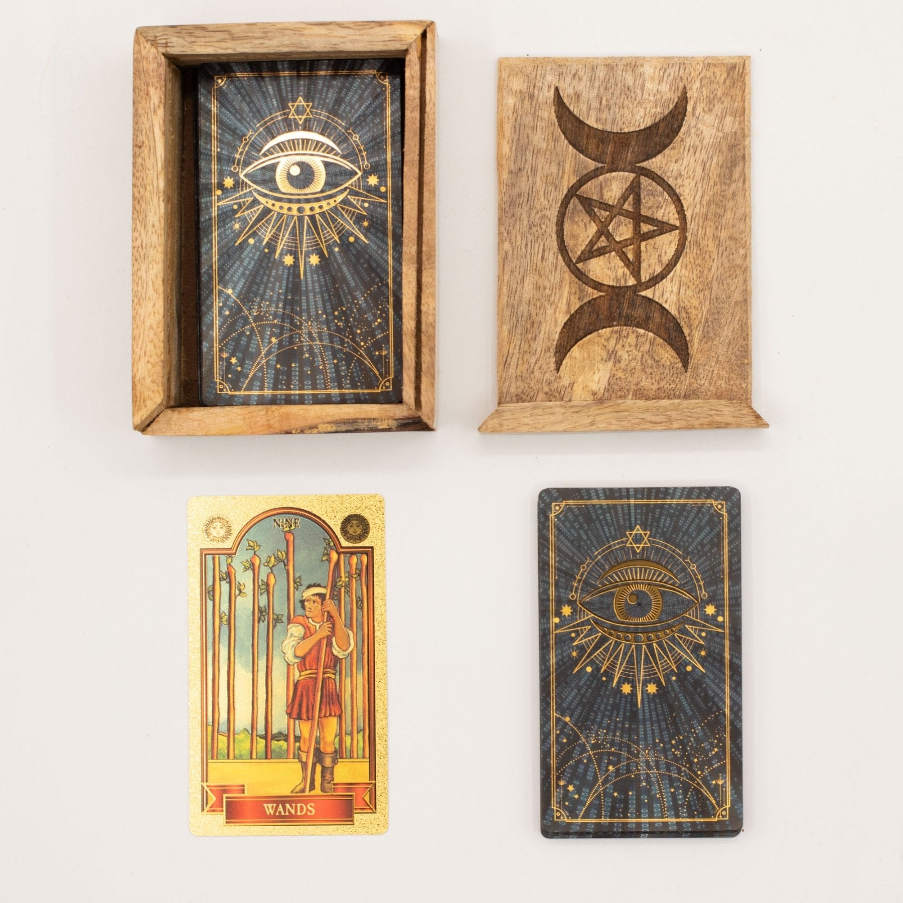 SCATOLA PORTA TAROCCHI - Tripla luna e pentacolo - Clorophilla Shop