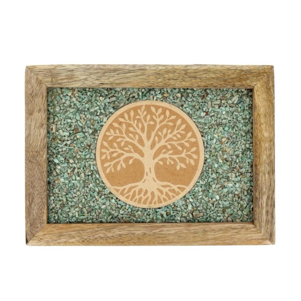 Scatola portagioie e Tarocchi in legno Albero della vita - Amazzonite - Clorophilla Shop