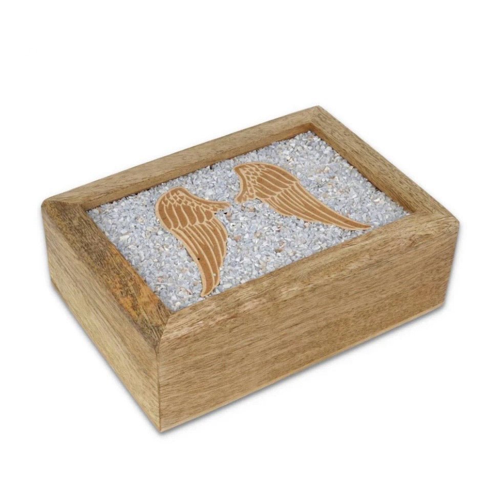 Scatola portagioie e Tarocchi in legno Ali D'Angelo - Angelite - Clorophilla Shop