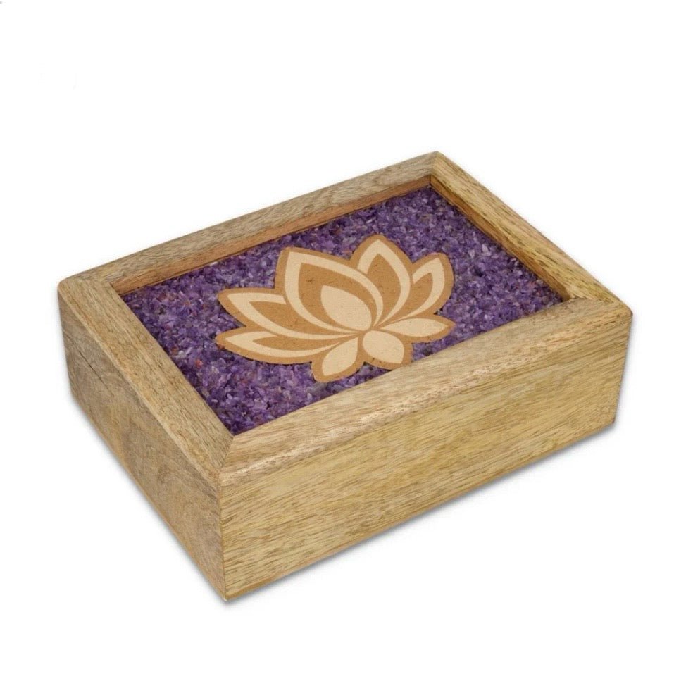 Scatola portagioie e Tarocchi in legno Loto - Ametista - Clorophilla Shop