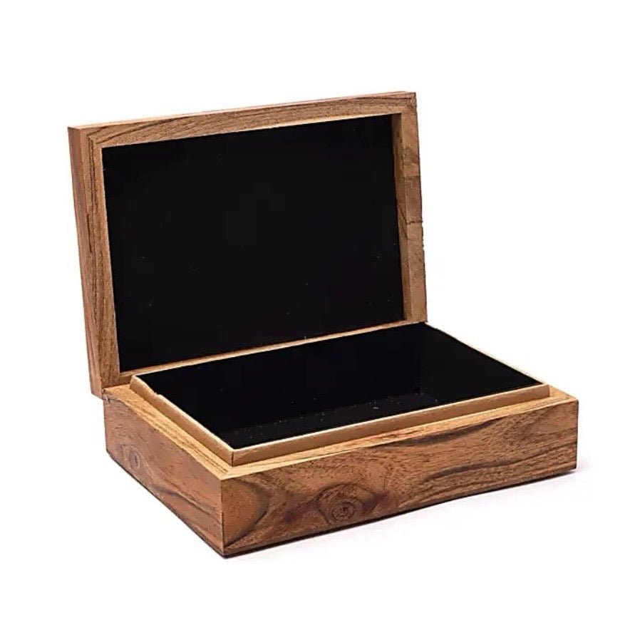 Scatola portagioie e Tarocchi in legno Mani guaritrici - Ametista - Clorophilla Shop