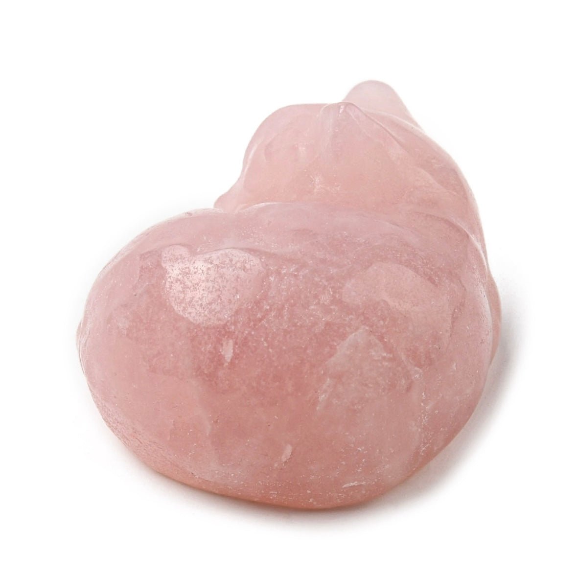 Scultura gatto in pietra vera in miniatura - Pietra Quarzo rosa potente talismano energetico - Clorophilla Shop