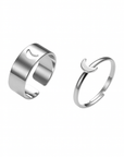 SET ANELLI LUNA IN LEGA FINITURA PLATINO - Regolabile - Clorophilla Shop