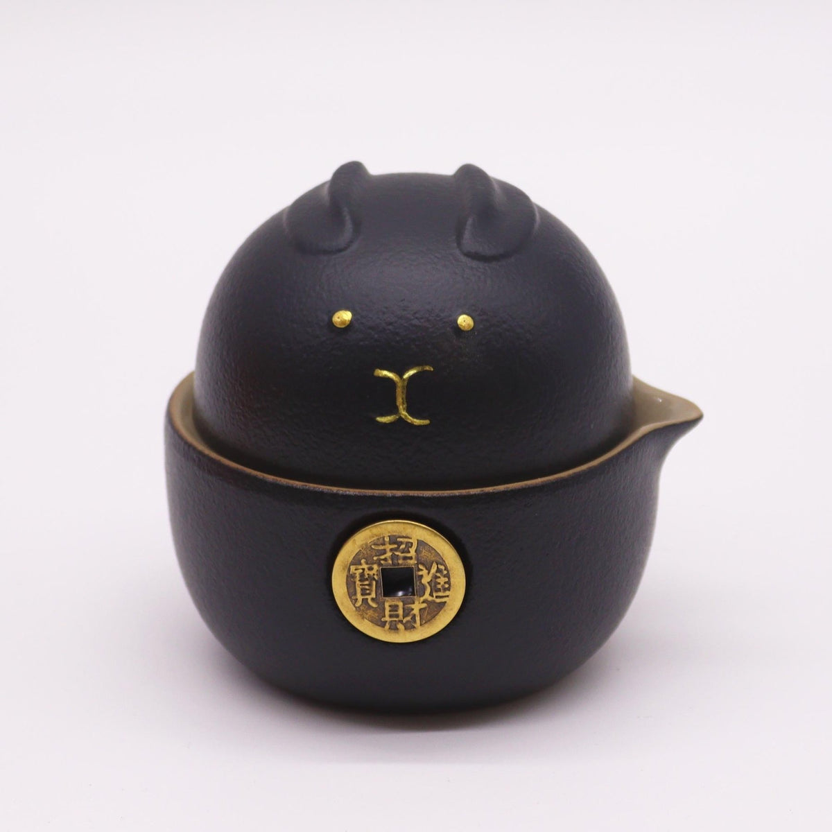 SET TEIERA E TAZZE FENG SHUI - Gatto con moneta della fortuna - Clorophilla Shop